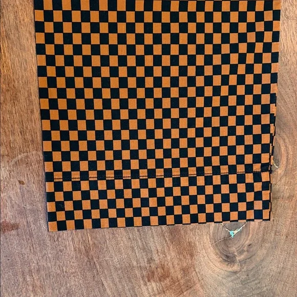 Anthropologie Black and Orange Checkerboard Chinos - Picture 6 of 7